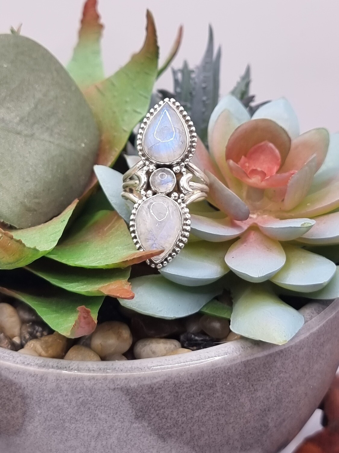 Rainbow Moonstone Ring