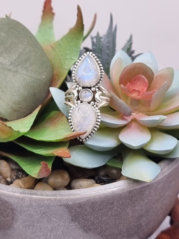 Rainbow Moonstone Ring