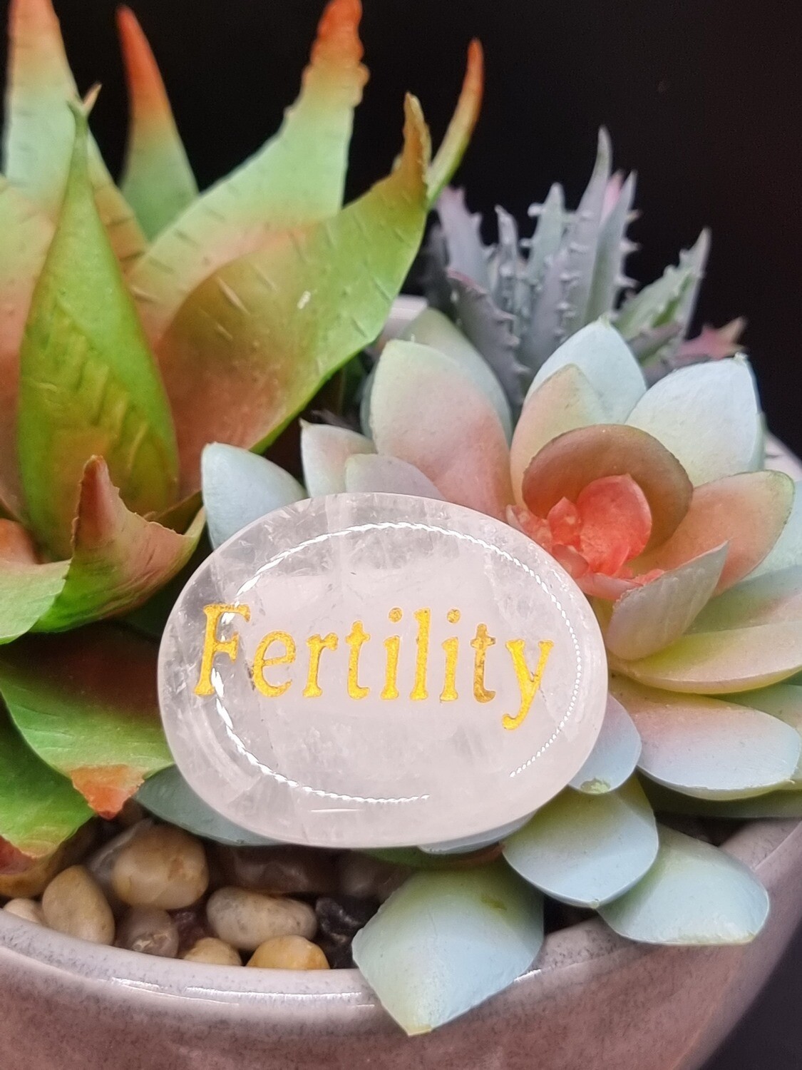 Rose Quartz Fertility Word Stone
