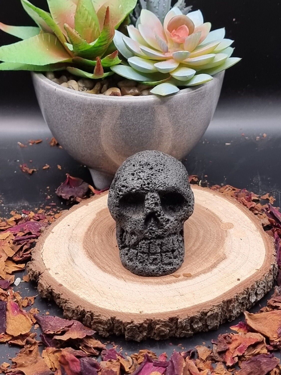 Lava Stone Carved Skull