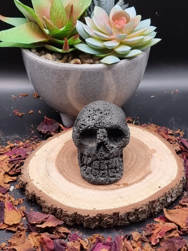 Lava Stone Carved Skull