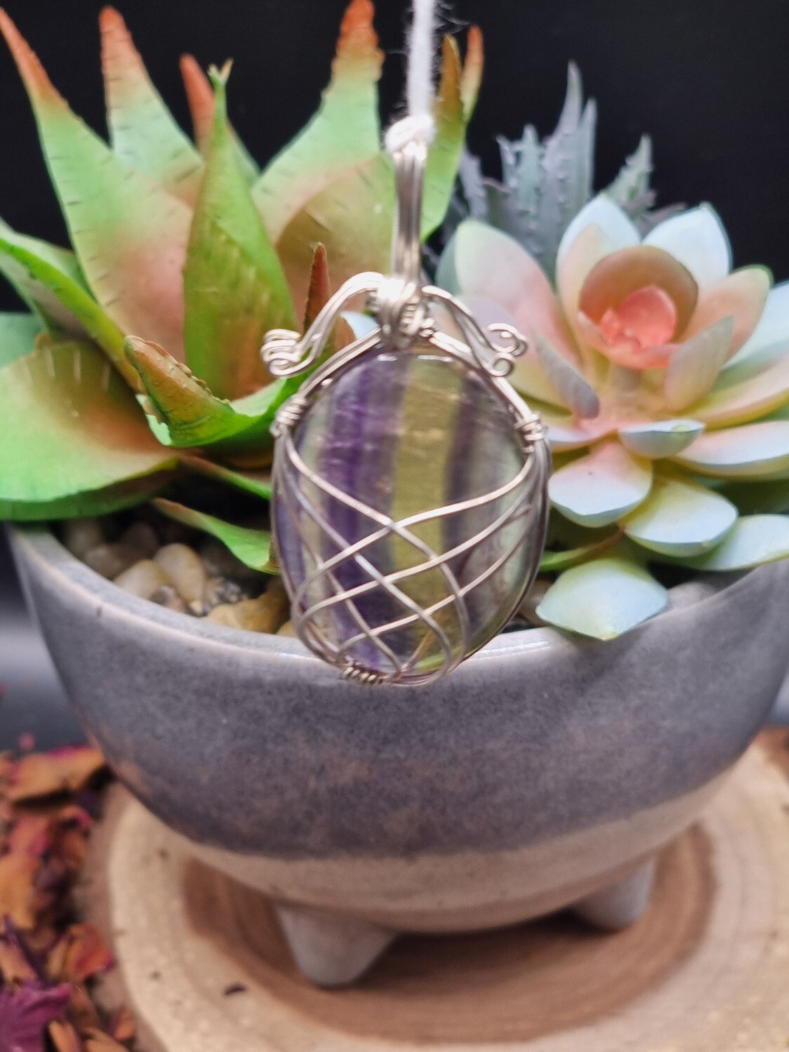 Fluorite Wire Wrapped Pendant
