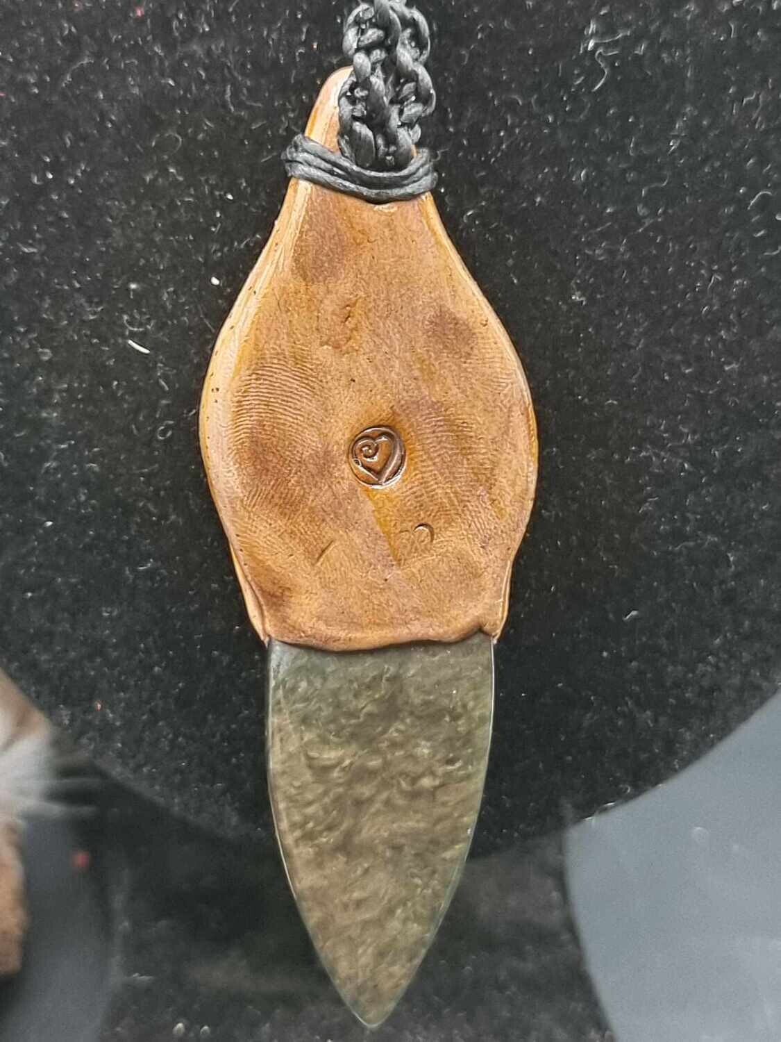 Goldsheen Obsidian and Sonora Sunrise Clay Pendant