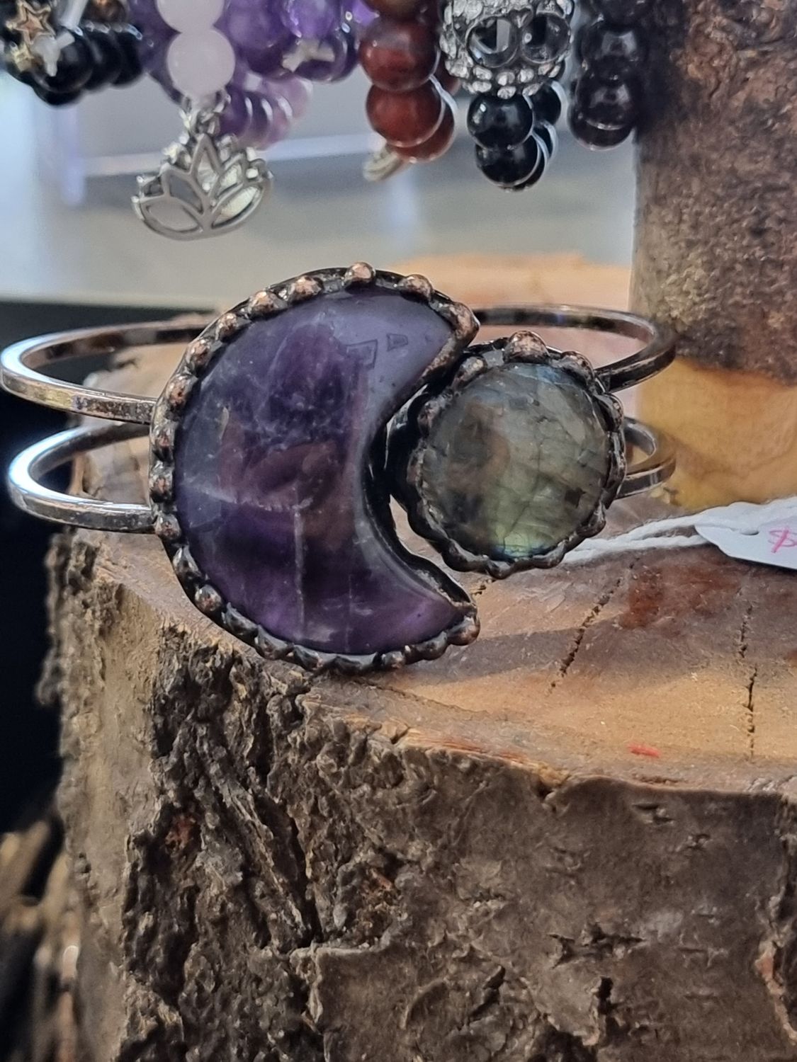 Amethyst and Labradorite Cuff Bracelet