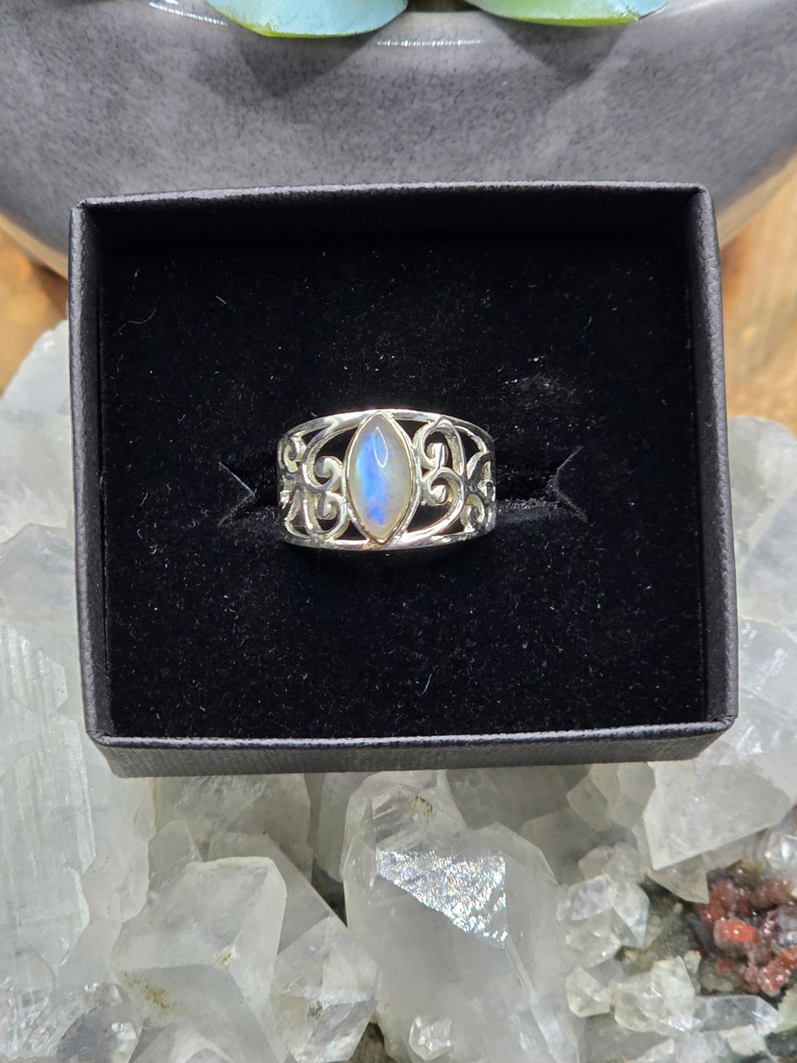 Rainbow Moonstone Ring