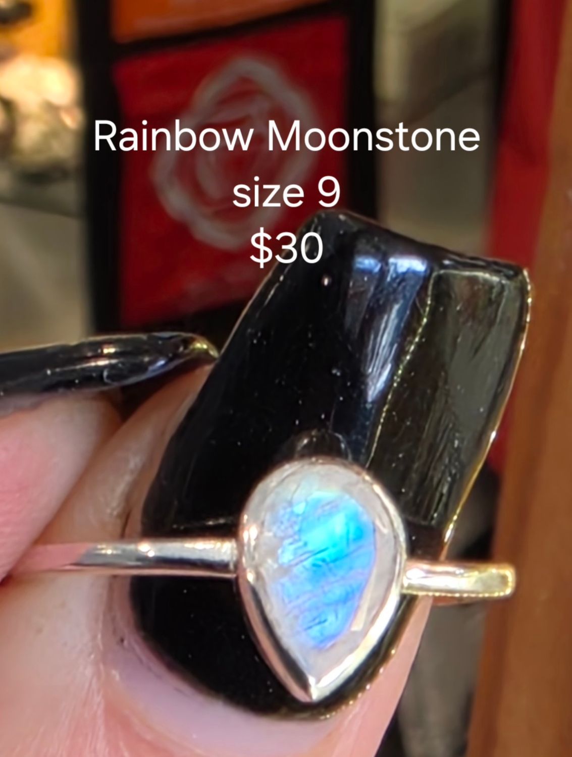 Rainbow Moonstone Ring Size 9 Rainbow Moonstone Ring Size 9