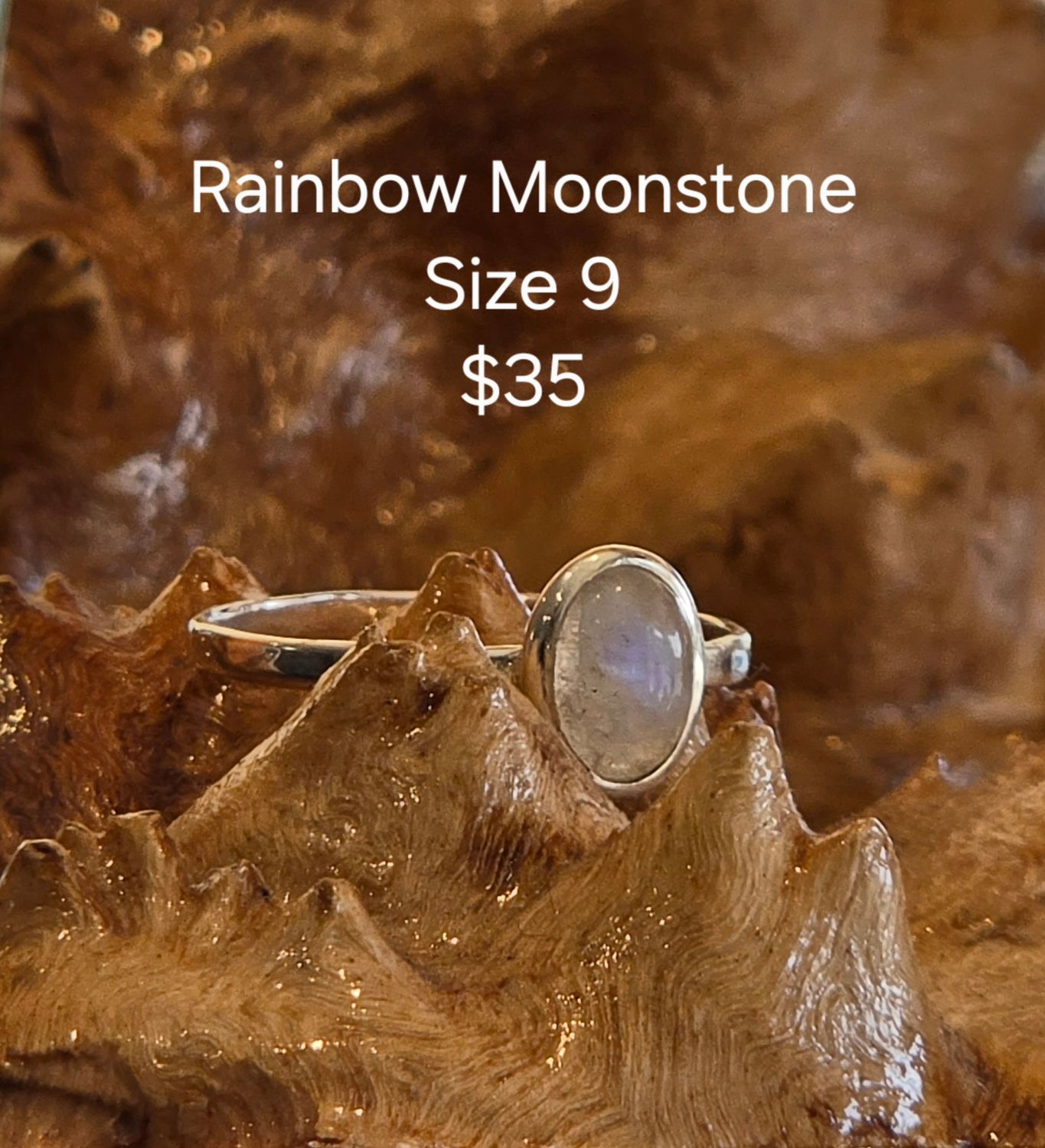 Rainbow Moonstone Ring Size 9 Rainbow Moonstone Ring Size 9