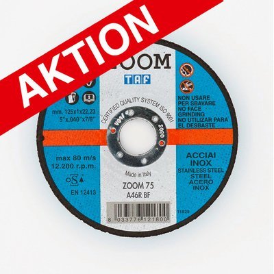 ø 125 x 1,0 x 22 Trennscheibe TAF/ZOOM75, Stahl/Acier/Inox ø 125 x 1,0 x 22 Trennscheibe TAF/ZOOM75, Stahl/Acier/Inox