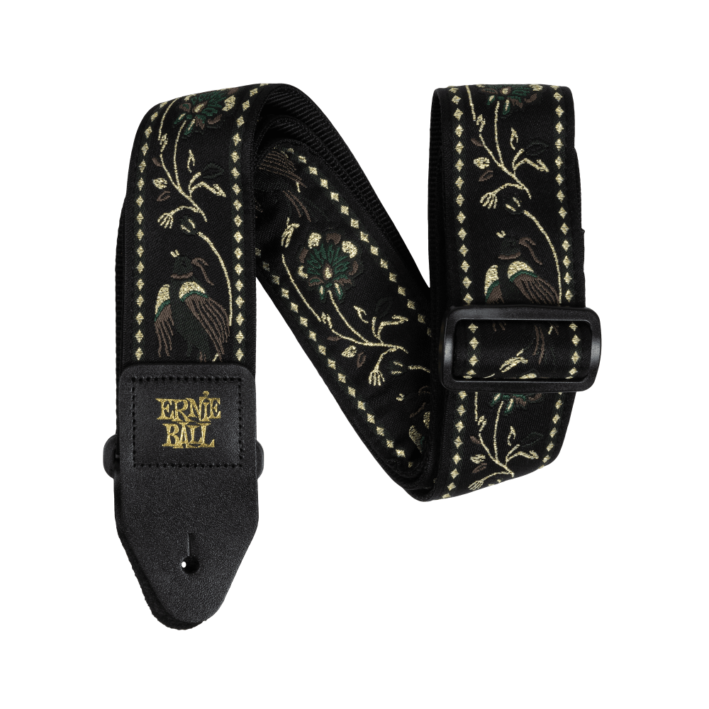 Classic Jacquard Guitar Strap/Bass Strap - Black Pleasant Pheasant