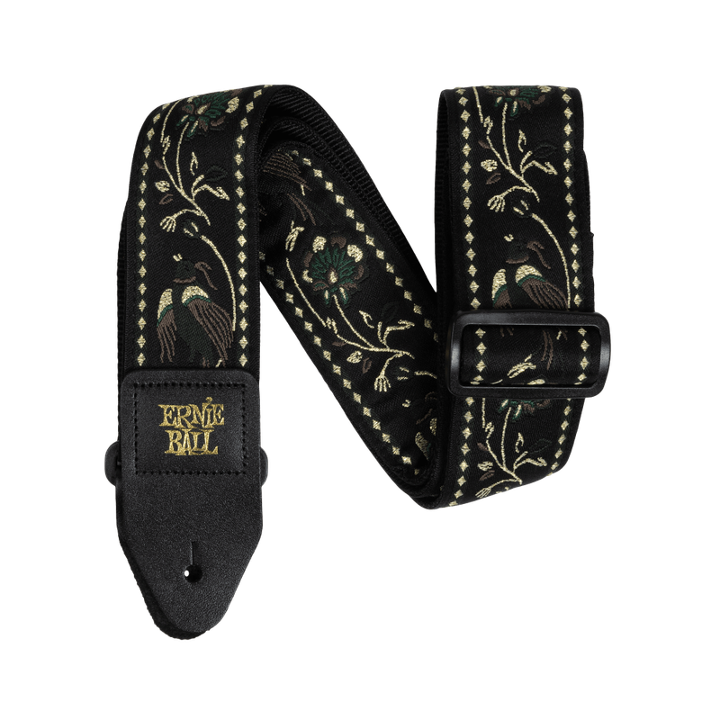 Classic Jacquard Guitar Strap/Bass Strap - Black Pleasant Pheasant