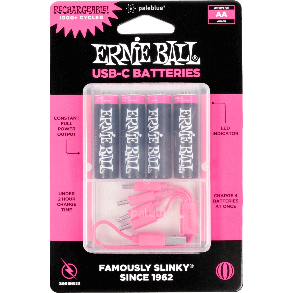 Ernie Ball USB-C Rechargeable AA Battery by Paleblue - 4-pack