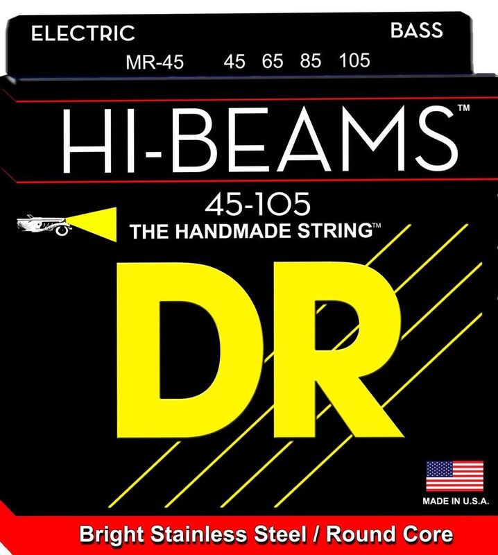 DR Hi-Beam Stainless Steel Electric Bass Strings Long Scale Set - 4-String 45-105 Medium