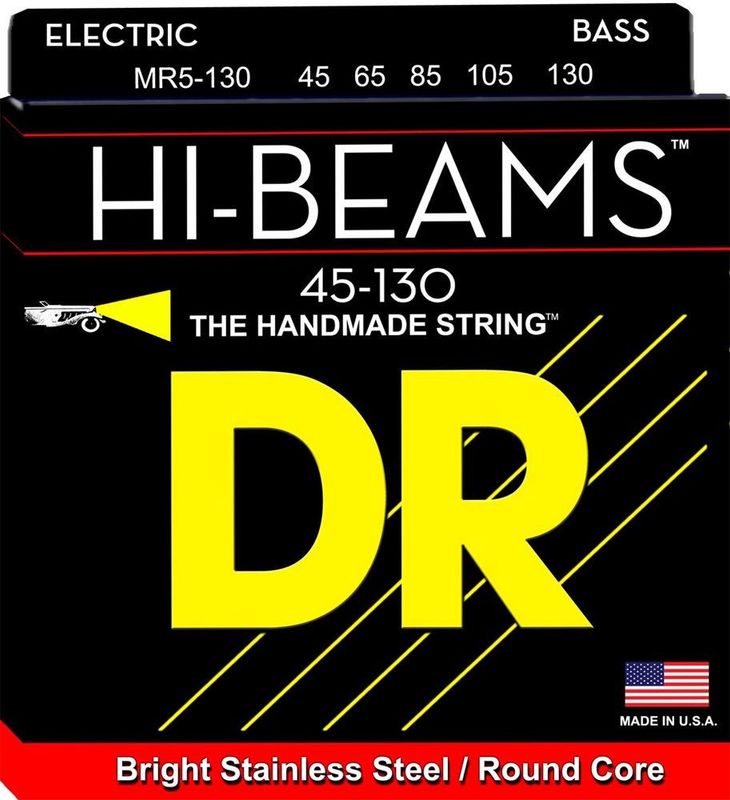 DR Hi-Beam Stainless Steel Electric Bass Strings Long Scale Set - 5-String 45-125 Medium