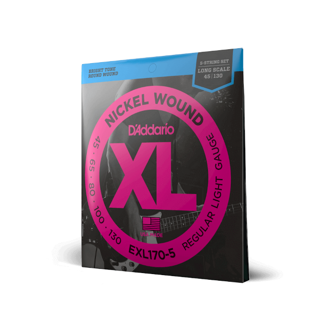 D'Addario 45-130 Regular Light 5-String, Long Scale, XL Nickel Bass Strings