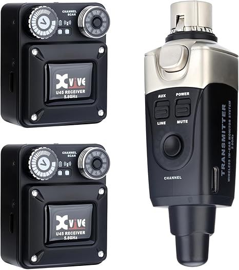 Xvive U45R2 In-Ear Monitor System Two-Pack U45 System, Colour: Black