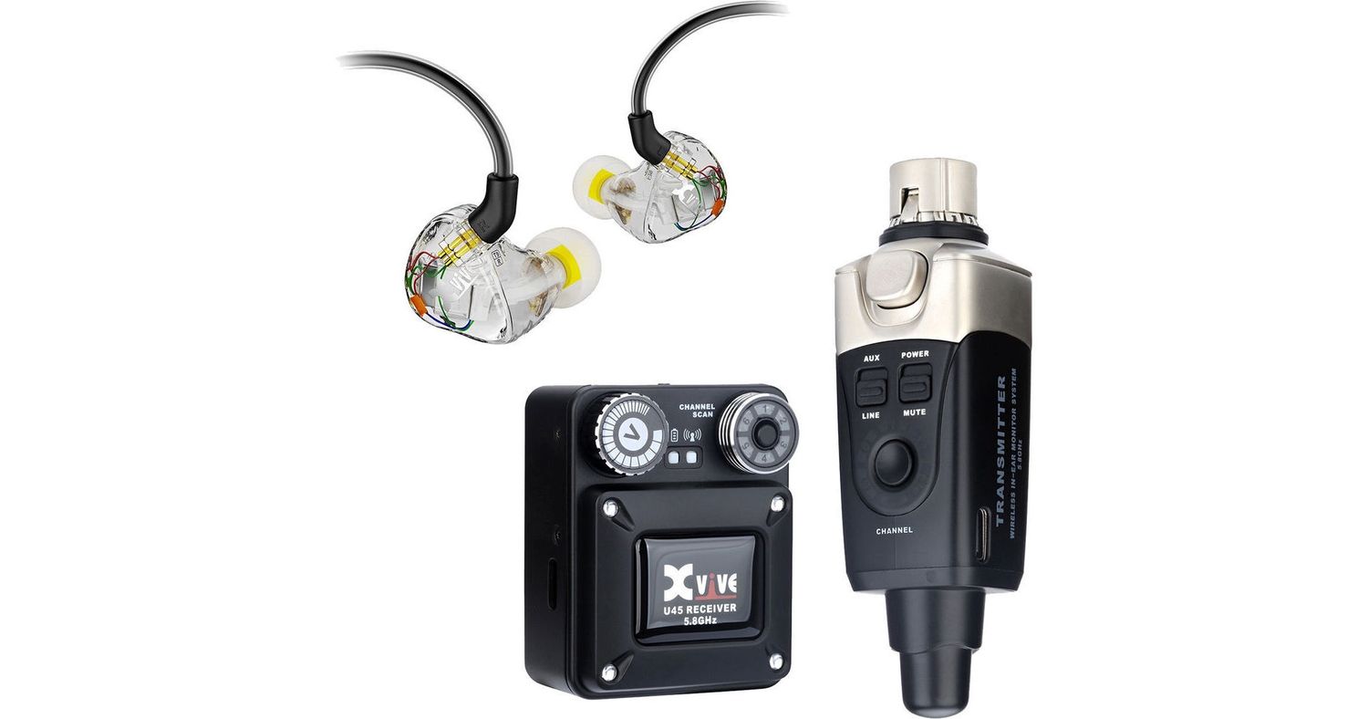 Xvive U45T9 In-Ear Monitor Wireless System with T9 In-Ears, Colour: Black