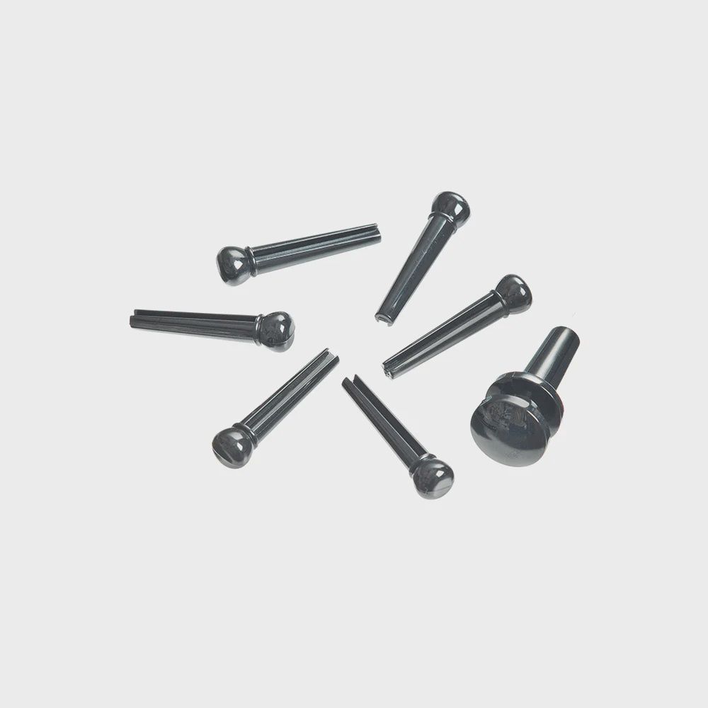D'Addario Injected Molded Bridge Pins with End Pin, Set of 7, Ebony