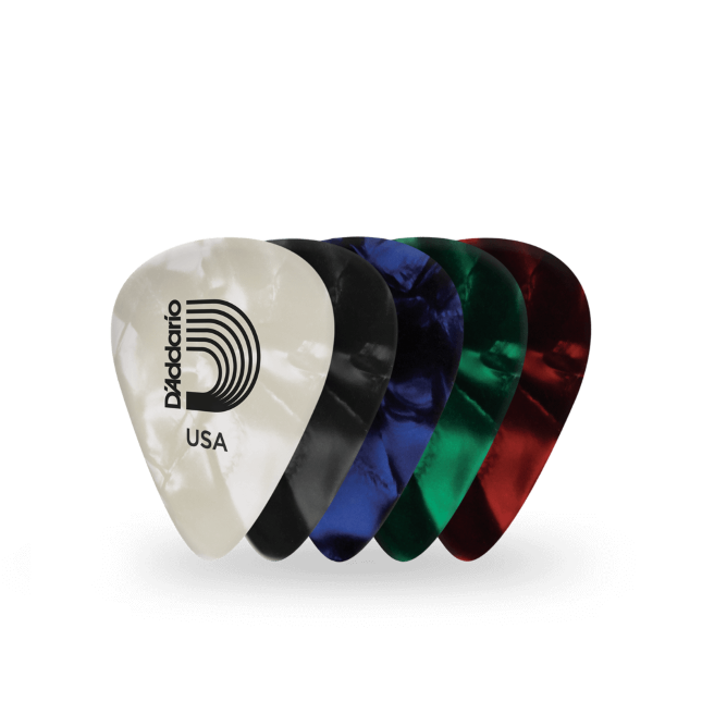D'Addario Assorted Pearl Celluloid Guitar Picks, 10 pack, Heavy