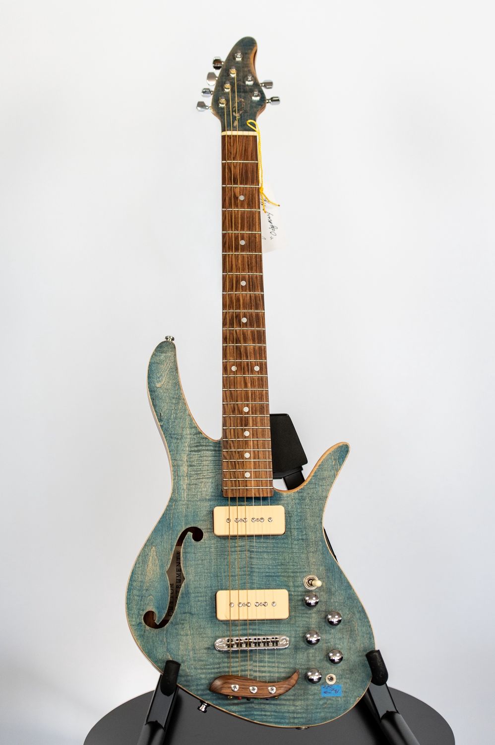 B. D. Jenkins "Jezebel" Odyssey Semi-Hollow Electric/Acoustic Guitar, Colour: Natural Satin Blue