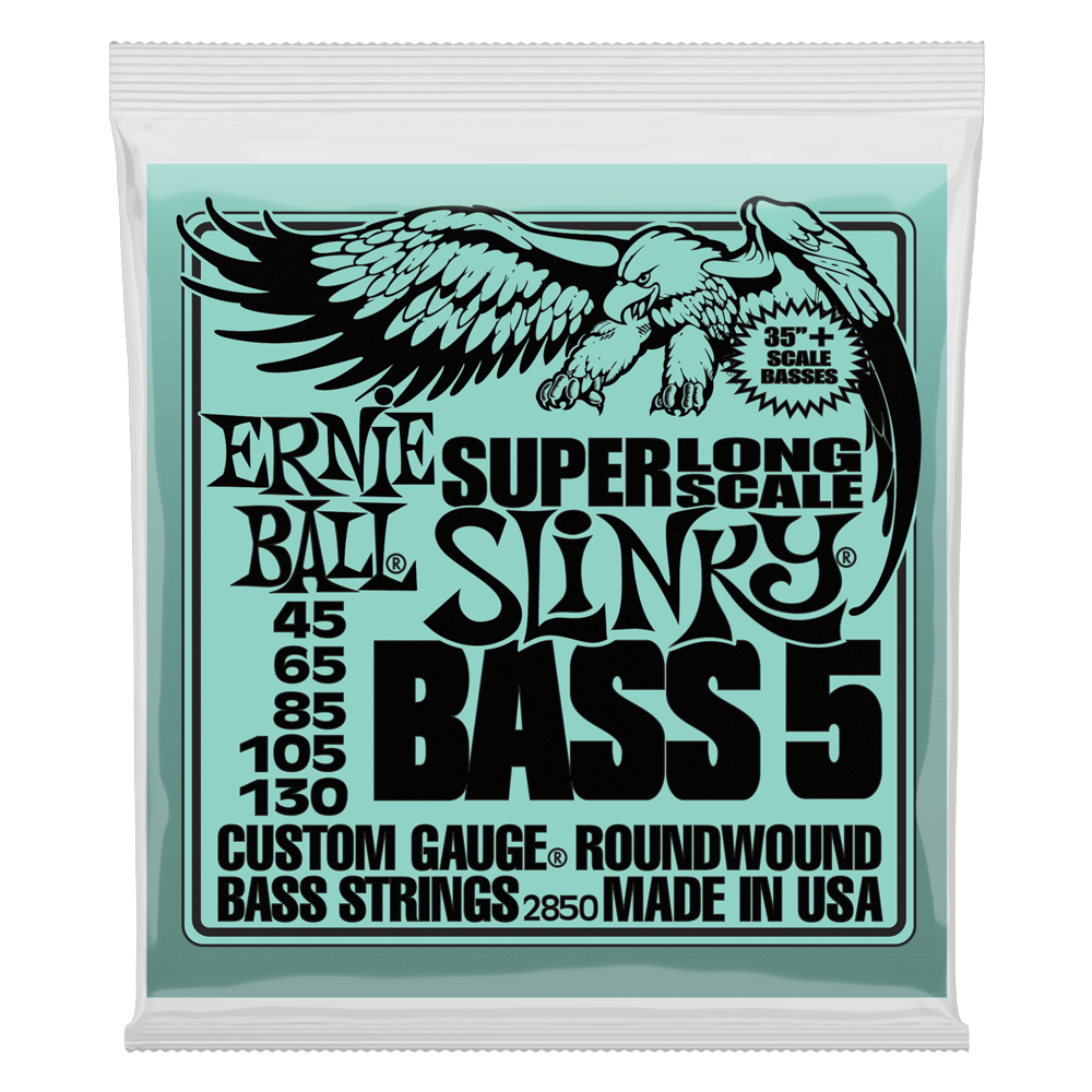 Ernie Ball Slinky Nickel Wound Super Long Scale 5-String Electric Bass Strings 45-130 Gauge