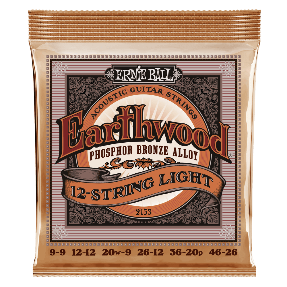 Ernie Ball Light Earthwood Phosphor Bronze 12-String Acoustic Guitar Strings 9-46 Gauge