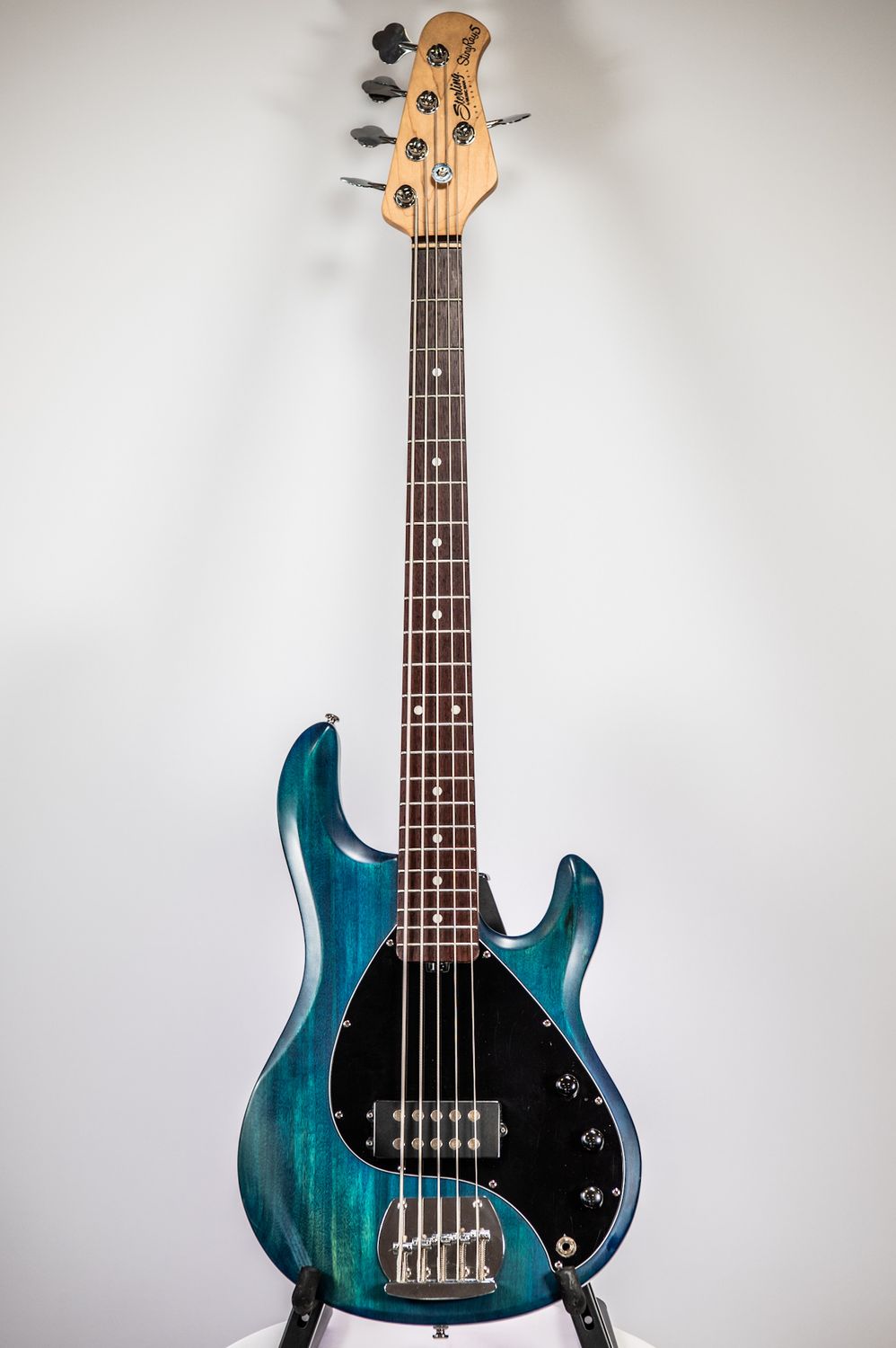 (Used) Sterling Music Man SUB StingRay5 5-String Bass Guitar, Colour: Trans Blue Satin