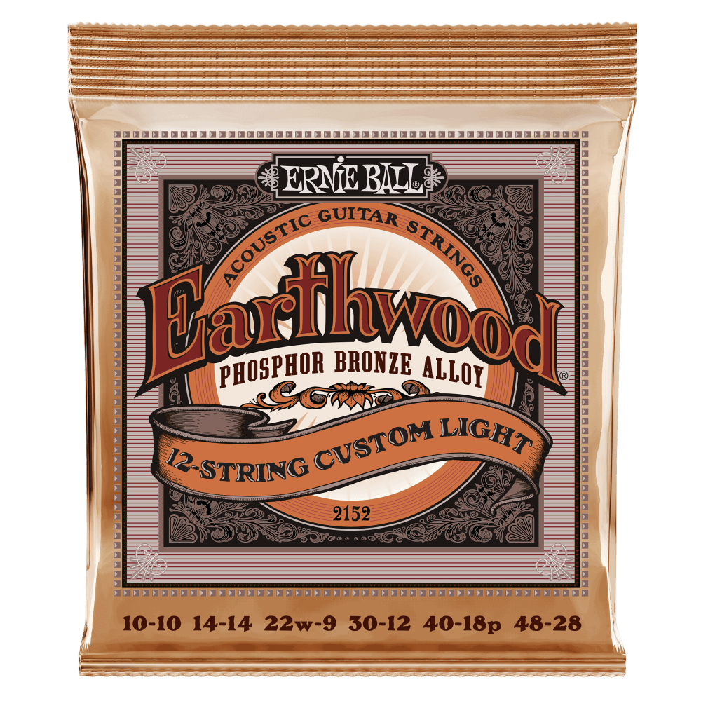 Ernie Ball Custom Light Earthwood Phosphor Bronze 12-String Acoustic Guitar Strings 10-48 Gauge
