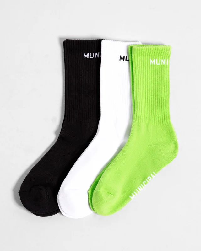 B/W/G Training Camp Socks 3PK