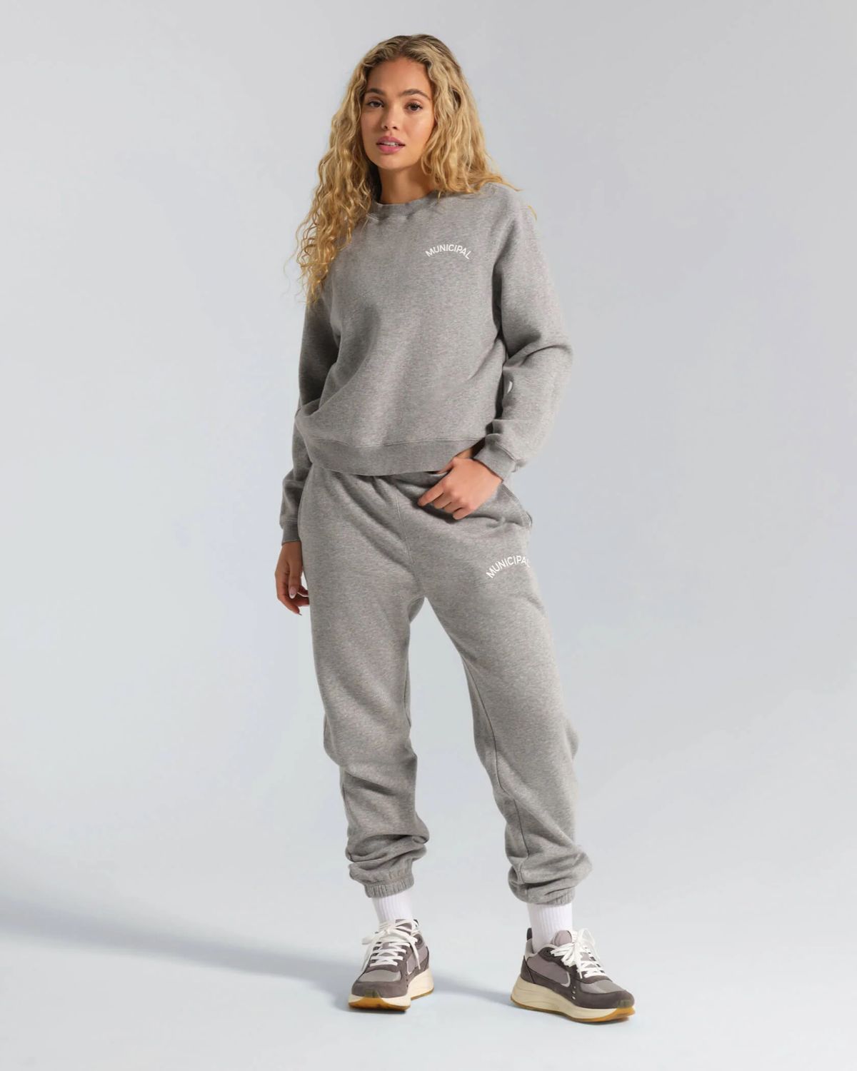 Women's Varsity Crew Neck Athletic Gray Heather / White