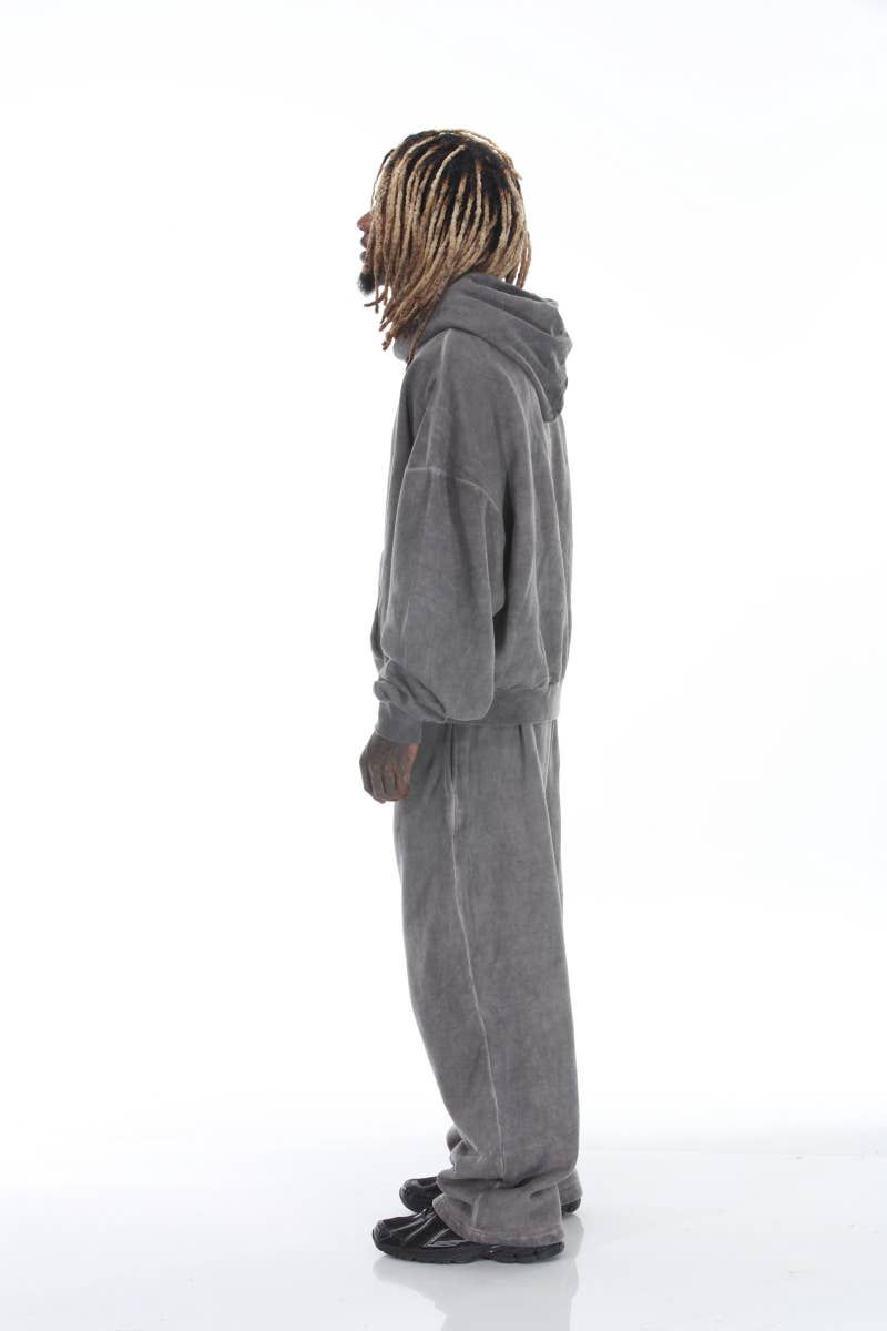 Dark Gray Relaxed Fit Vintage Wash Sweatsuit 