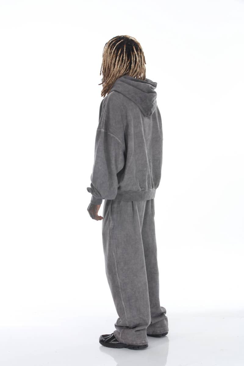 Dark Gray Relaxed Fit Vintage Wash Sweatsuit 