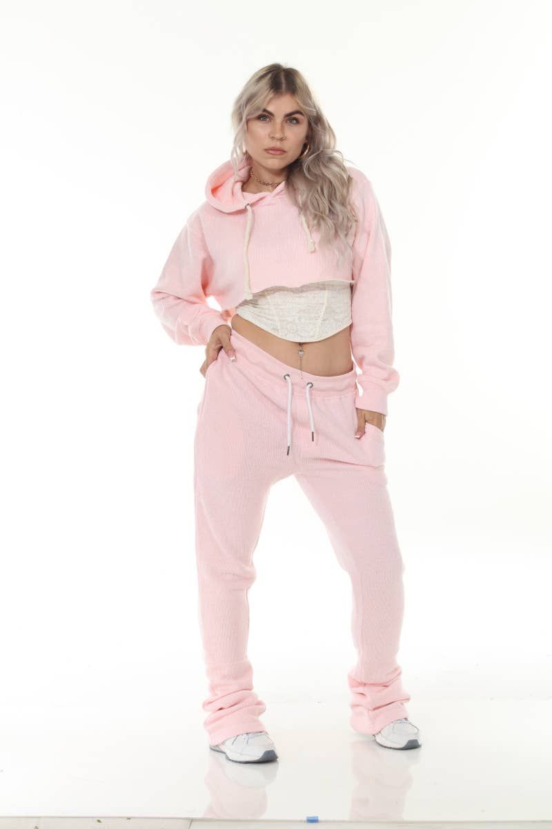 Cropped Peach Nantucket Flared Sweatsuit