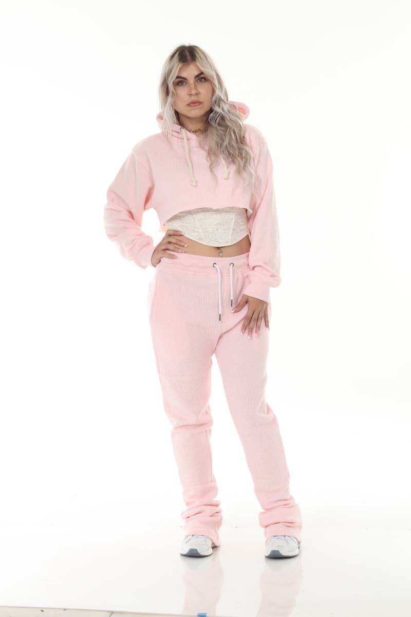 Cropped Peach Nantucket Flared Sweatsuit