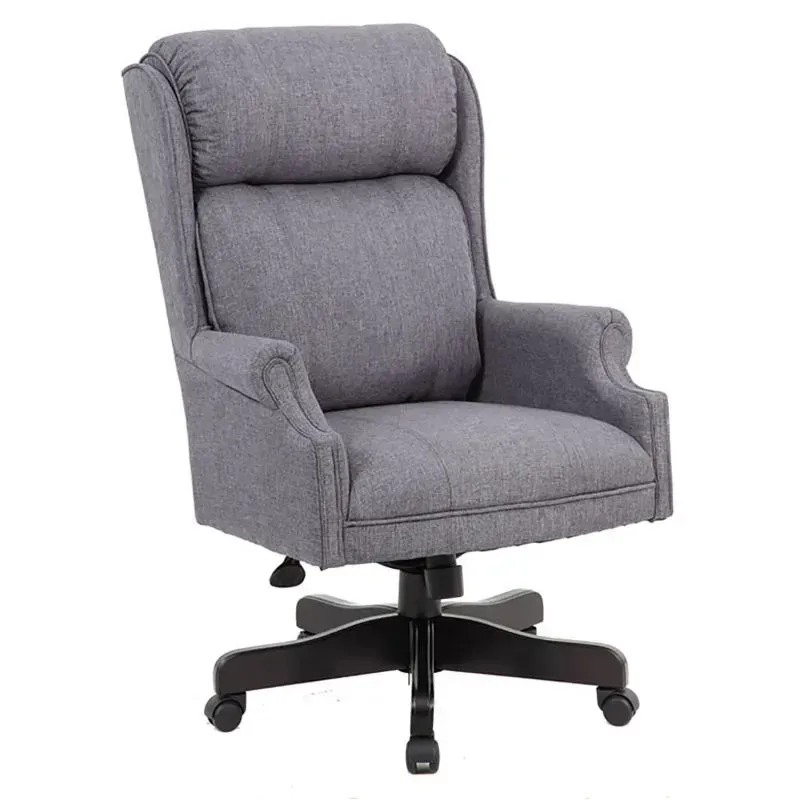 Boss Traditional High-Back Chair, Gray Linen w/ Black Base