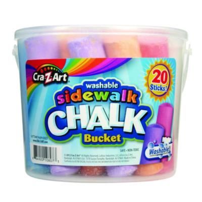 Cra-Z-Art Washable Sidewalk Jumbo Chalk in Storage Bucket with Lid and Handle, 12.63