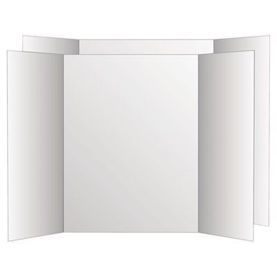 Eco Brites Two Cool Tri-Fold Poster Board, 36 x 48, White/White, 6/Carton