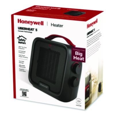 Honeywell UberHeat 5 Ceramic Heater, 1,500 W, 4.5 x 4.5 x 8.86, Black