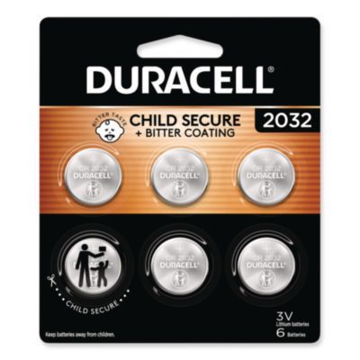 Duracell® Lithium Coin Batteries With Bitterant, 2032, 6/Pack