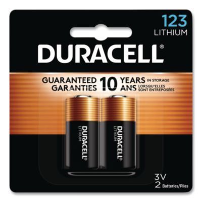 Duracell® Specialty High-Power Lithium Battery, 123, 3 V, 2/Pack