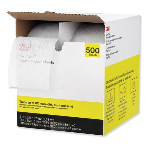 3M Easy Trap Duster Sweep and Dust Sheets, 5 3M Easy Trap Duster Sweep and Dust Sheets, 5" x 125 ft, White, 250 Sheet/Roll, 2 Rolls/Carton
