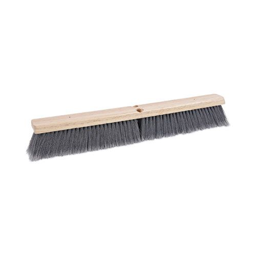 Floor Brush Head, 3 Floor Brush Head, 3" Gray Flagged Polypropylene Bristles, 24" Brush
