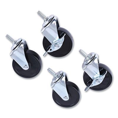 Alera® Optional Casters for Wire Shelving, Grip Ring Stem, 3