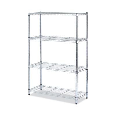 Alera® Residential Wire Shelving, Four-Shelf, 36w x 14d x 54h, Silver