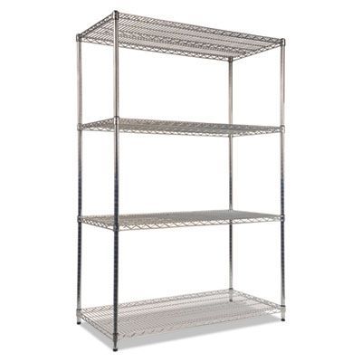 Alera® NSF Certified Industrial Four-Shelf Wire Shelving Kit, 48w x 24d x 72h, Silver