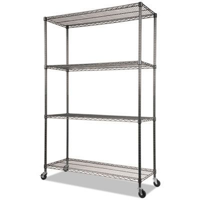 Alera® NSF Certified 4-Shelf Wire Shelving Kit with Casters, 48w x 18d x 72h, Black Anthracite Alera® NSF Certified 4-Shelf Wire Shelving Kit with Casters, 48w x 18d x 72h, Black Anthracite