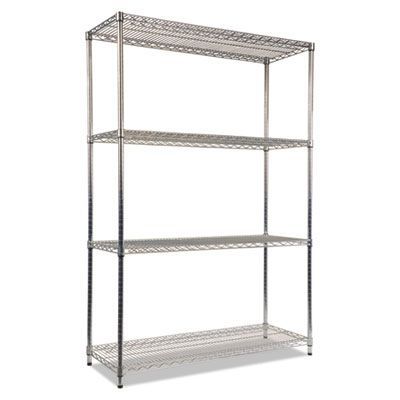 Alera® NSF Certified Industrial Four-Shelf Wire Shelving Kit, 48w x 18d x 72h, Silver Alera® NSF Certified Industrial Four-Shelf Wire Shelving Kit, 48w x 18d x 72h, Silver