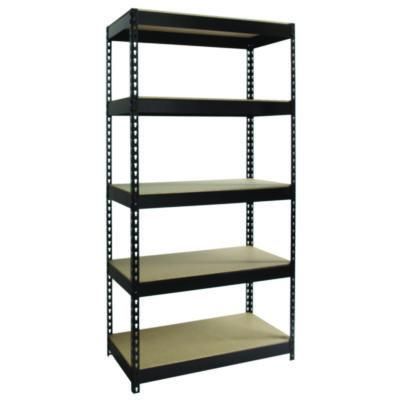 Alera® Steel Shelving Unit with Particleboard Shelves, Five-Shelf, 36w x 18d x 72h, Steel, Black