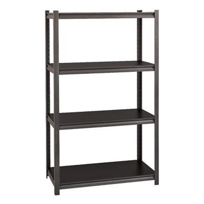 Alera® Steel Shelving Unit with Laminate Shelves, Four-Shelf, 36w x 18d x 60h, Steel, Black/Gun Metal Gray Alera® Steel Shelving Unit with Laminate Shelves, Four-Shelf, 36w x 18d x 60h, Steel, Black/Gun Metal Gray