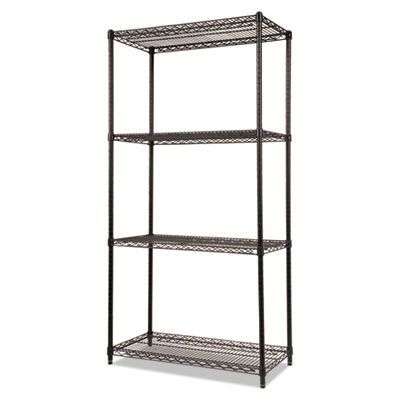 Alera® NSF Certified Industrial Four-Shelf Wire Shelving Kit, 36w x 18d x 72h, Black Alera® NSF Certified Industrial Four-Shelf Wire Shelving Kit, 36w x 18d x 72h, Black