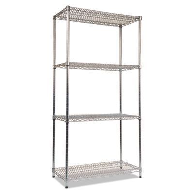 Alera® NSF Certified Industrial Four-Shelf Wire Shelving Kit, 36w x 18d x 72h, Silver Alera® NSF Certified Industrial Four-Shelf Wire Shelving Kit, 36w x 18d x 72h, Silver
